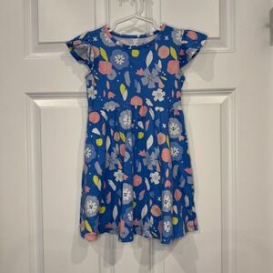Jumping Beans Girls Blue Floral Flutter Sleeve Empire Waist Dress Size 5